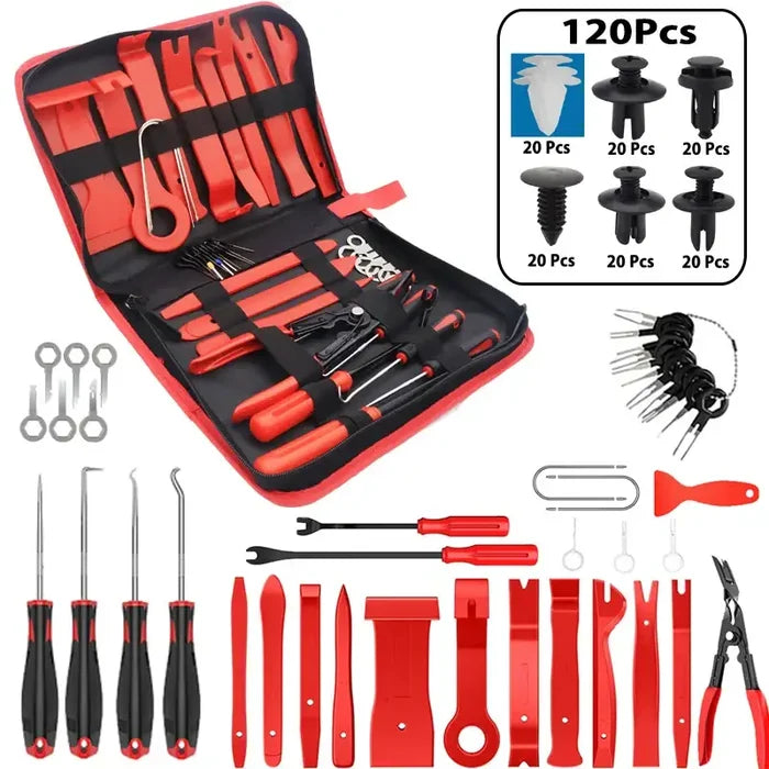 Habicare HBC car interior trim removal tool kit with various sets and colors for easy vehicle interior panel removal.