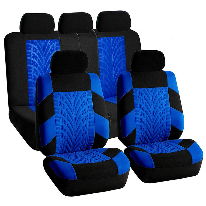 Car seat cover and cushion mat for 5-seater vehicles, made of polyester, designed to protect and enhance car interior comfort.