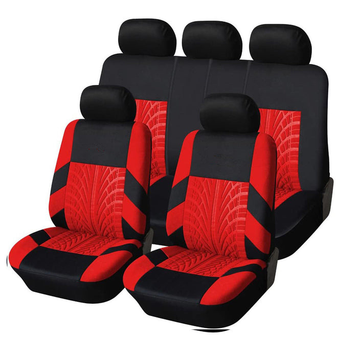 Car seat cover and cushion mat protector for 5-seater vehicles, made of durable polyester from dealonline.co.nz.
