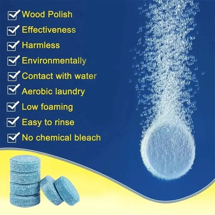 Habicare HBC car windscreen cleaner effervescent tablets for easy cleaning, available in various quantities.