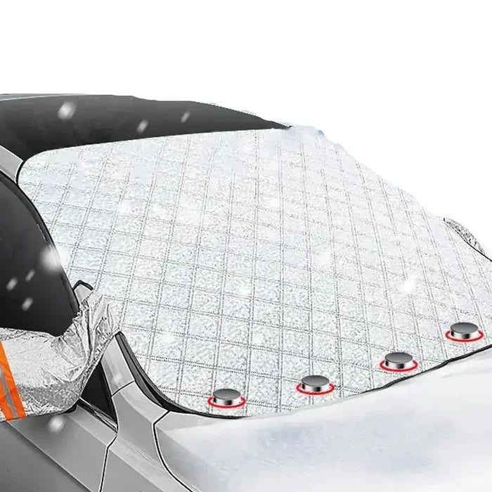 Habicare HBC car windshield snow and ice protector covering front and rear windshields for winter weather protection.