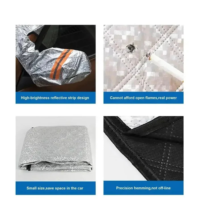 Habicare HBC car windshield snow and ice protector, front and rear winter sunshade cover, protects against snow and ice buildup.