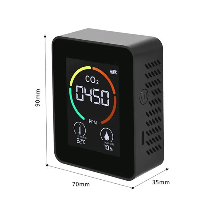 Habicare HBC carbon dioxide monitor with multifunctional thermohygrometer and air quality detection in a compact design