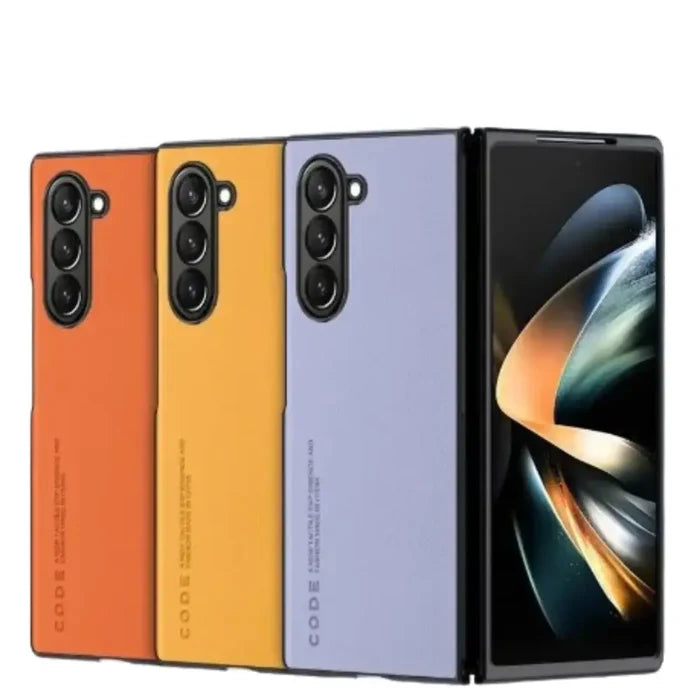 Habicare 9eight5 carbon fiber and leather case for Samsung Galaxy Z Fold 6/5/4/3, stylish protective cover with textured design.