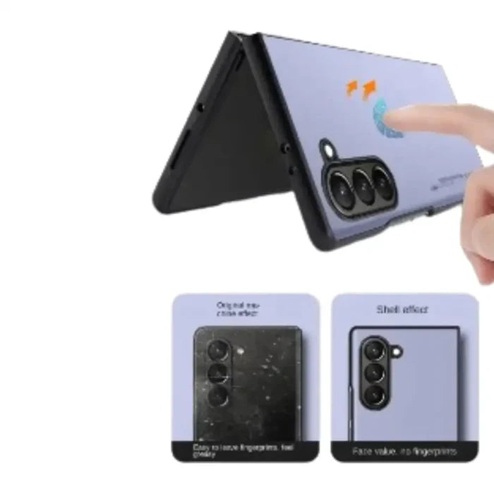 Habicare 9eight5 carbon fiber and leather case for Samsung Galaxy Z Fold 6, 5, 4, or 3, showcasing sleek design and durable materials.