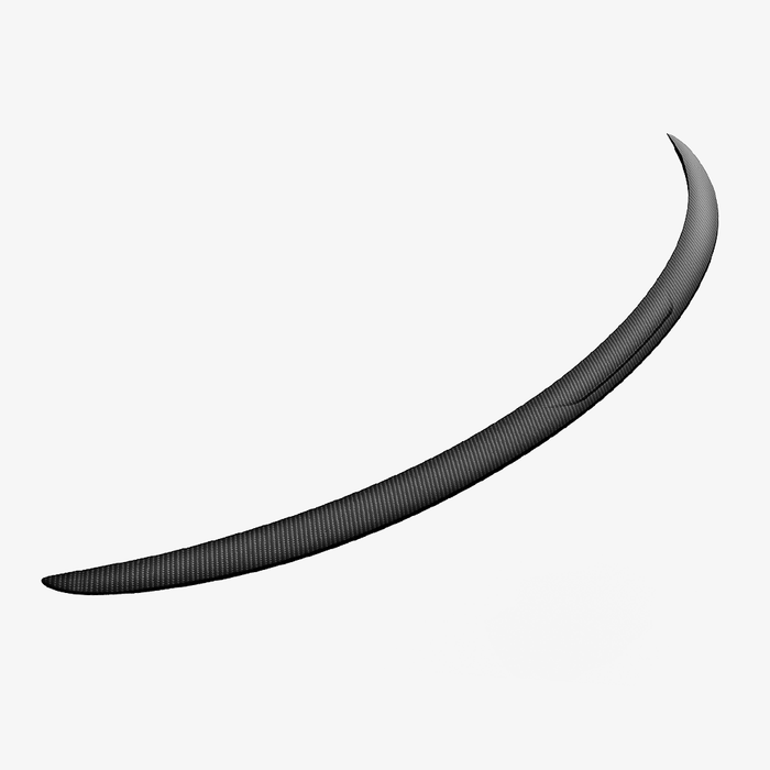 The HALOBLK Store Carbon Fiber Rear Spoiler for Tesla Model 3 features a curved, textured black design, shown against a plain white background.