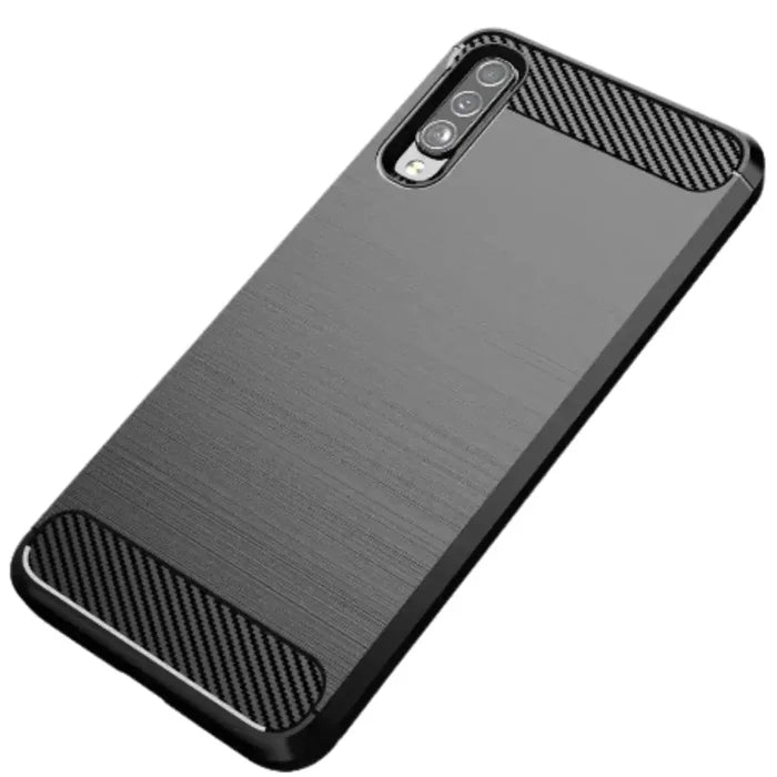 Habicare 9eight5 carbon fiber shockproof case for Samsung Galaxy A Series, durable protective cover with textured finish.