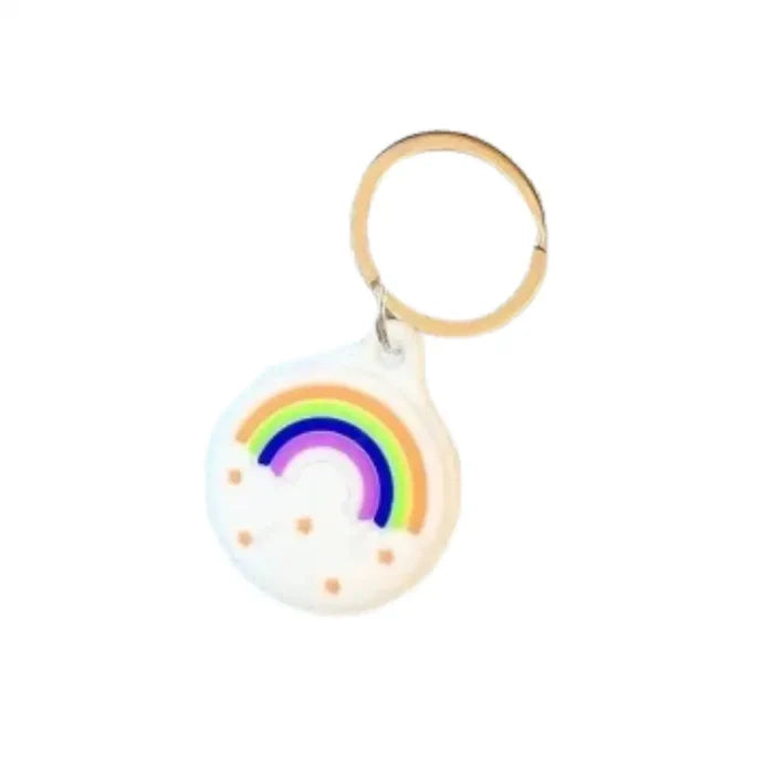 Colorful silicone cartoon Air Tag keychain holder by Habicare, TWS design, perfect for securing and personalizing your Air Tag.