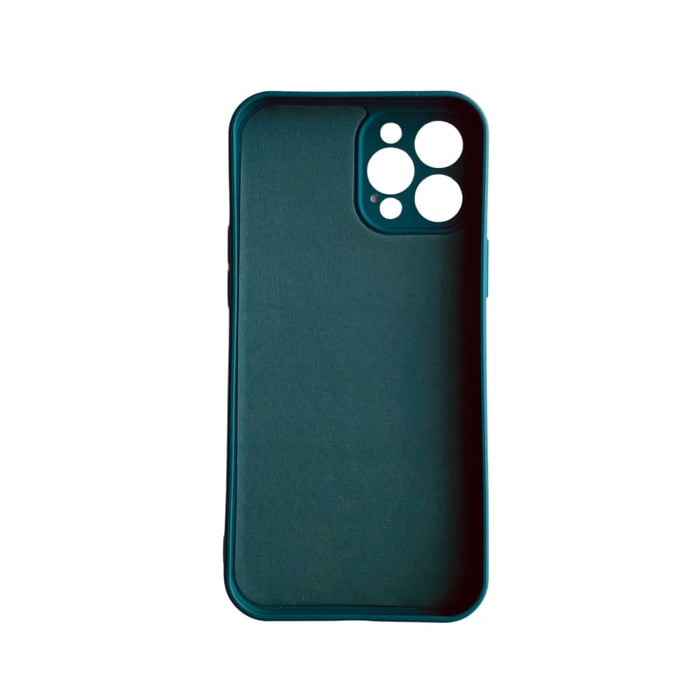 Green 9eight5 phone case for iPhone 12 Pro Max (6.7”) with textured design, protective cover, and precise cutouts for buttons and camera.