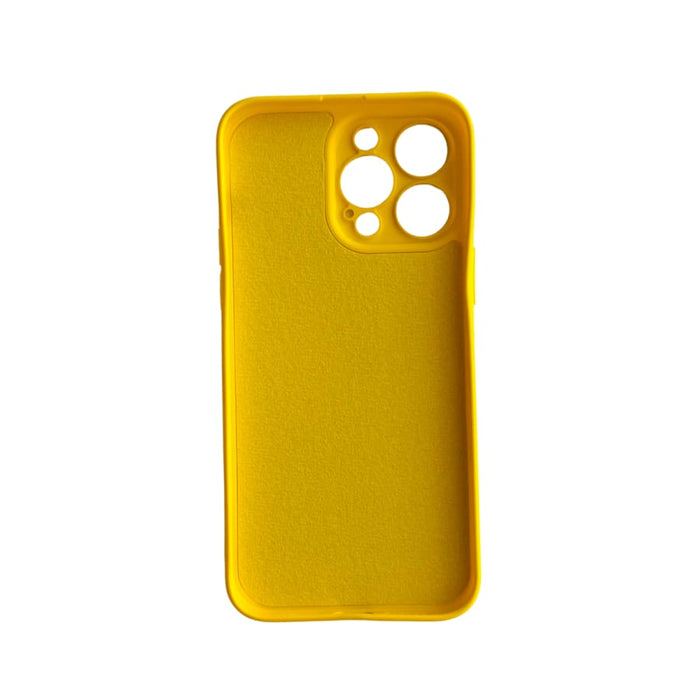 Yellow 9eight5 iPhone 14 Pro Max (6.7”) phone case showing slim, protective design with precise camera and button cutouts.