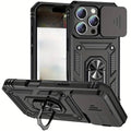 Black 9eight5 rugged armor case for iPhone 16 Pro Max 6.7-inch, designed for durable protection and sleek style.
