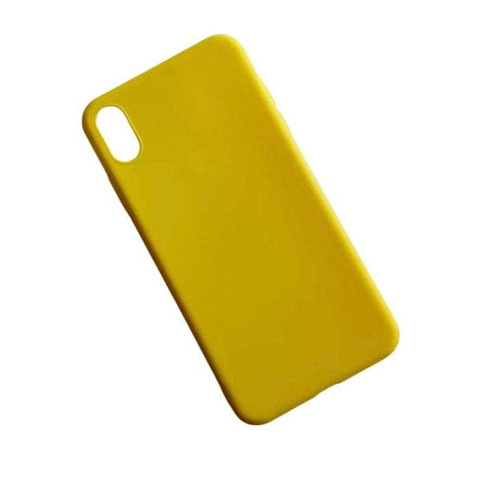 Yellow iPhone XS Max case by 9eight5, slim protective phone cover with a smooth matte finish.