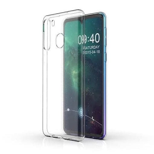 Black 9eight5 phone case for Samsung Galaxy A21, with a smooth matte finish and precise cutouts for buttons and camera.