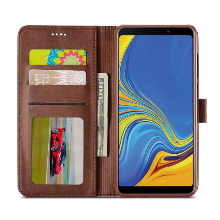 Brown 9eight5 case for Samsung Galaxy A41, protective phone cover with textured design, shown on a smartphone.