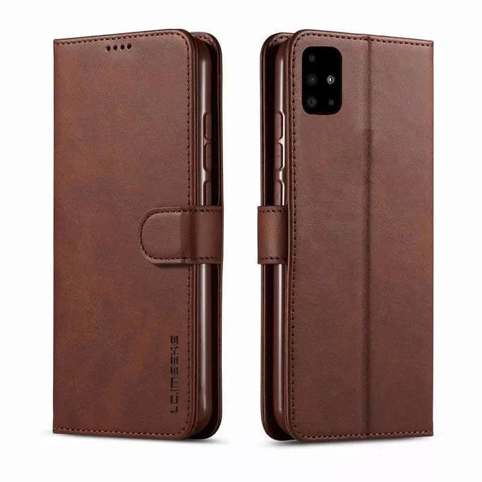 Brown 9eight5 phone case for Samsung Galaxy S10 Plus, protective cover with textured design, shown on the device.