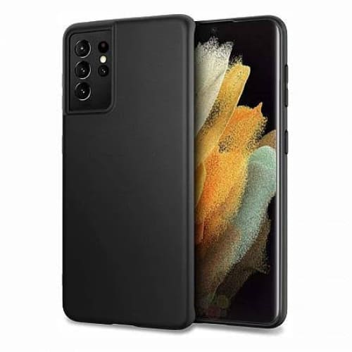 Black Samsung Galaxy S21 Ultra phone case by 9eight5, showing the protective design and textured back.