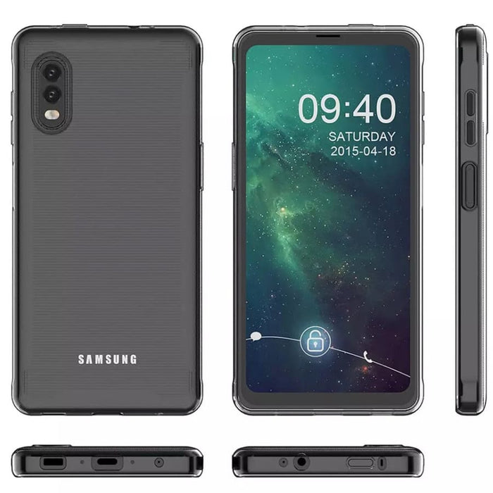 White 9eight5 phone case for Samsung Galaxy Xcover Pro, durable protective cover with precise cutouts for ports and buttons.