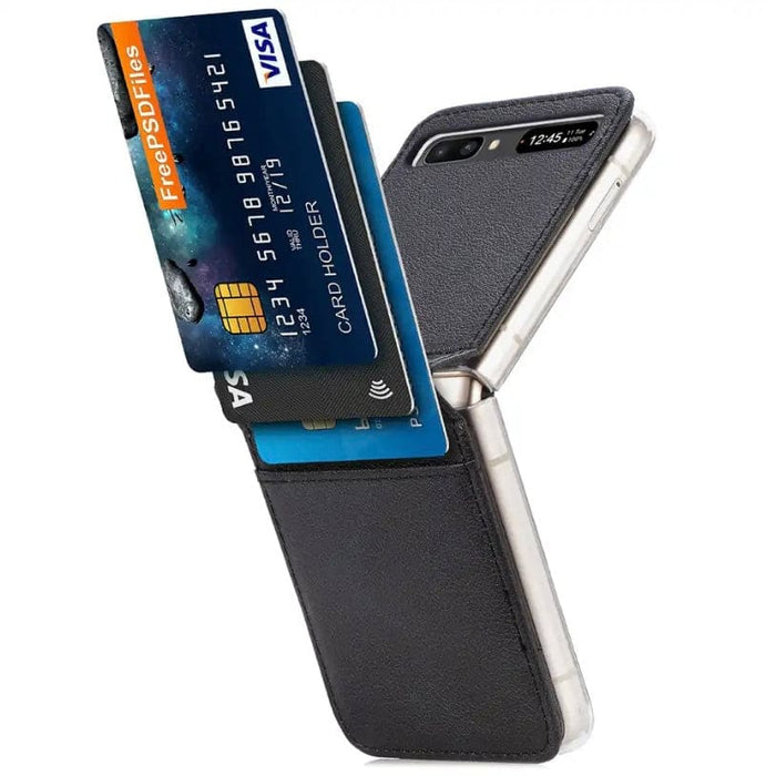 Black 9eight5 phone case for Samsung Galaxy Z Flip 2 and Z Flip 1, available in six colors, protects and complements the phone.