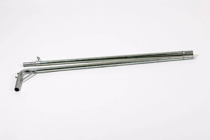 Galvanized steel tent poles with a hook for quick setup and support, ideal for outdoor events.