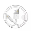 White 2-meter 9eight5 iPhone and iPad charger cable for fast charging and data transfer, compatible with Apple devices.