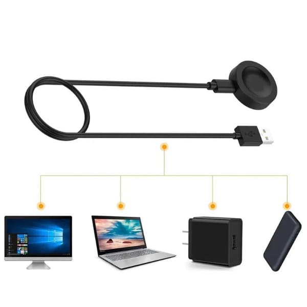 Black Huawei Watch charger dock with Type-C connection, designed for seamless charging on laptops or computers.
