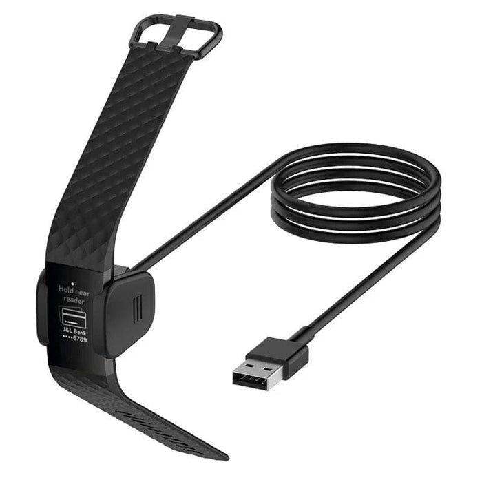 Fitbit Charge 3/4 charger with USB connection, compatible with Fitbit fitness trackers, designed for reliable charging.