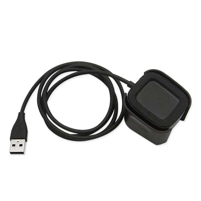 Black Fitbit Versa 2 charger compatible with That Watch Shop, designed for easy charging of Fitbit Versa 2 devices.