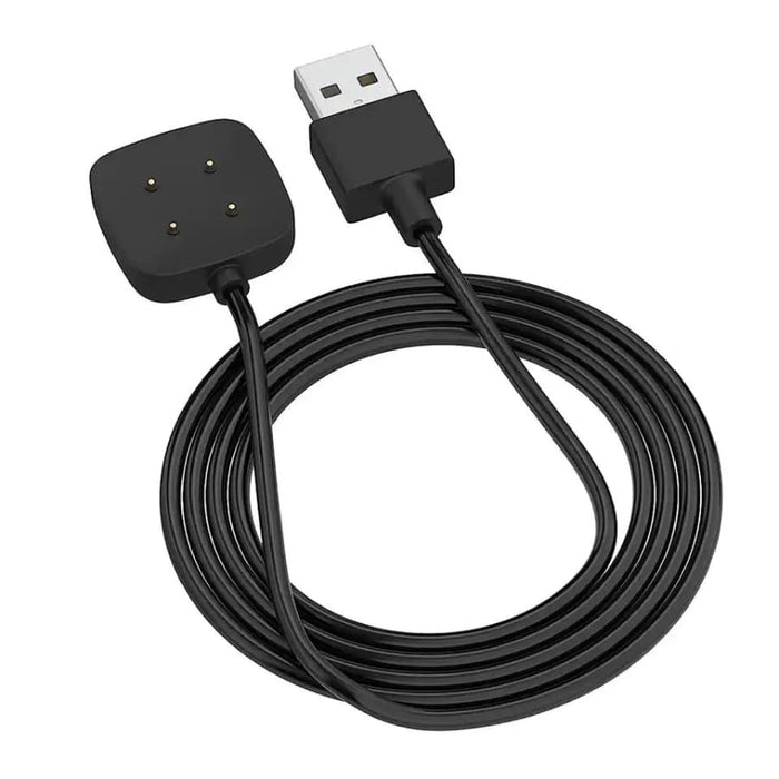 Fitbit Versa 4, Versa 3, Sense 2, and Sense charger by That Watch Shop showing a compact charging dock with cable and connector.