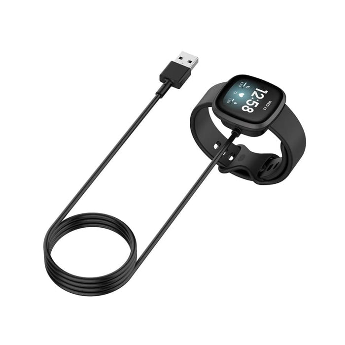 Fitbit Versa 4, Versa 3, Sense 2, and Sense charger by That Watch Shop showing a sleek charging dock for Fitbit smartwatches.