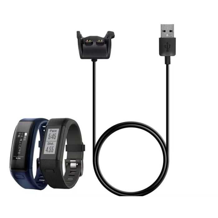 Garmin Vivosmart HR Plus charger with two fitness tracker charging cables on a white background