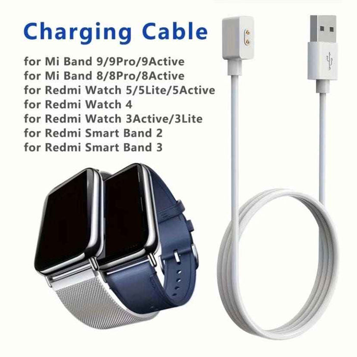 White charger for Xiaomi Smart Band 8, 9, and 10 series, designed by That Watch Shop, with a sleek compact design.