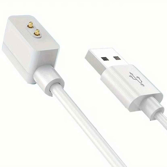White Xiaomi Smart Band 8/9/10 Series charger from That Watch Shop showing the compact charging cable and connector.