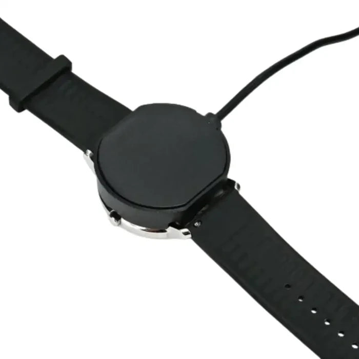 Habicare 9eight5 charging cable for Nokia Steel HR 40mm smartwatch, shown connected to the device for charging.