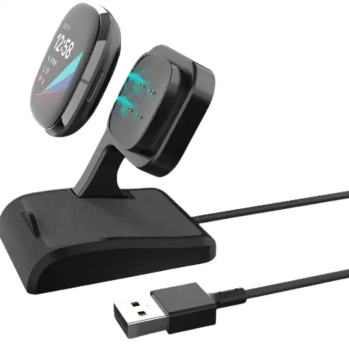 Habicare TWS charging station for Fitbit Sense and Versa smartwatches, with multiple charging slots and sleek design.