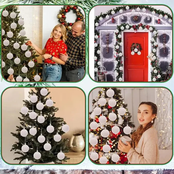 Set of SS Christmas balls hanging ornaments by Habicare, colorful tree decorations for holiday season.