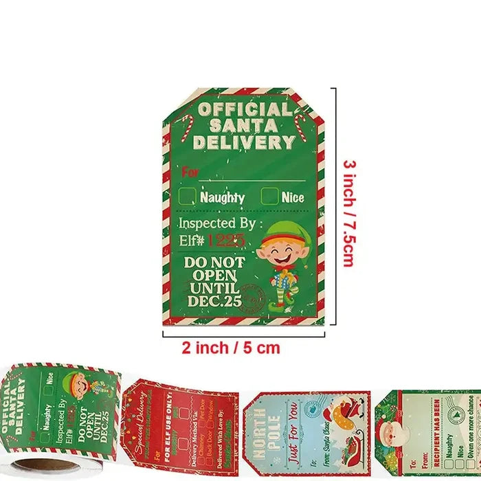 Set of 200 Habicare Christmas gift labels in SS size, featuring festive designs for easy gift tagging.