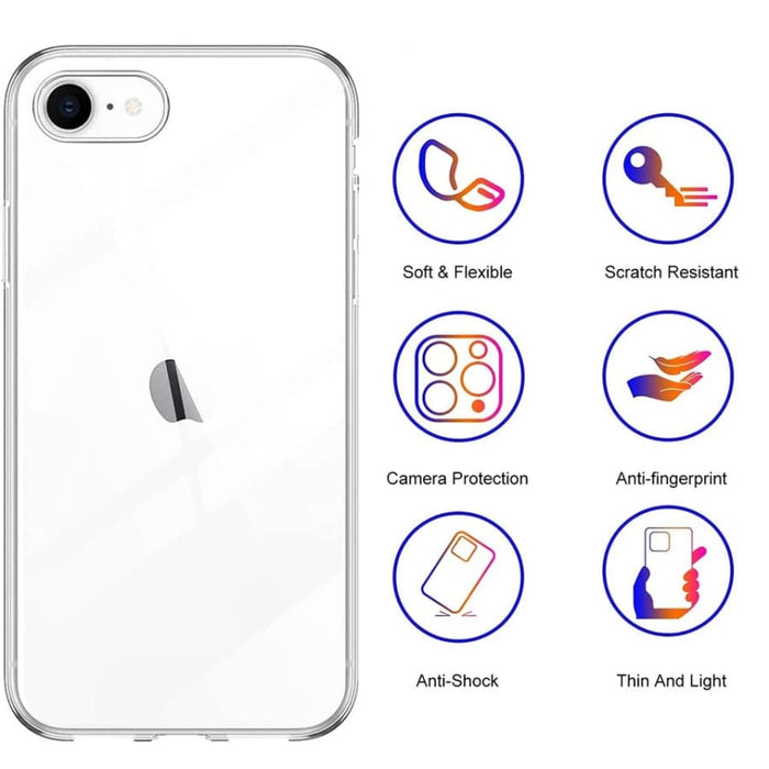 Clear 9eight5 iPhone 7/8 case showing transparent design and slim fit for protection and style.