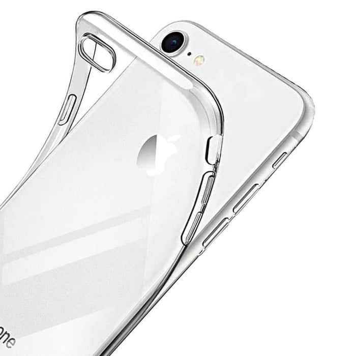 Clear 9eight5 iPhone 7/8 case showing a transparent protective cover on the smartphone.