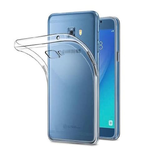 Clear phone case for Samsung Galaxy C7 Pro by 9eight5, showing transparent protective cover with precise cutouts for buttons and ports.