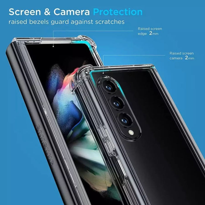 Clear phone case for Samsung Galaxy Z Fold 3 by 9eight5, showcasing transparent material and precise cutouts for the foldable device.