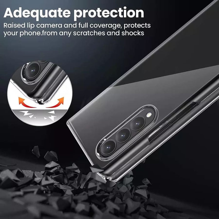 Clear phone case for Samsung Galaxy Z Fold 4 by 9eight5, showing slim, transparent protection for the foldable smartphone.