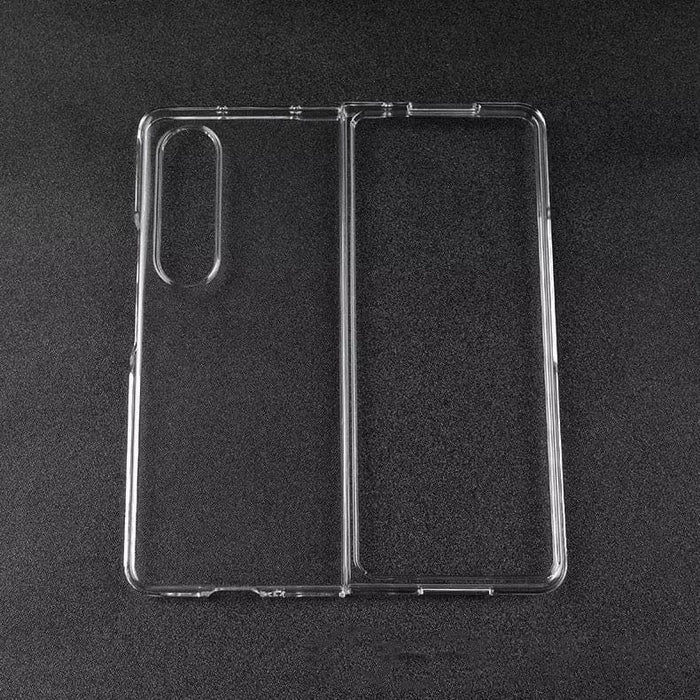 Clear phone case for Samsung Galaxy Z Fold 4 by 9eight5, showing the sleek transparent design and precise cutouts.