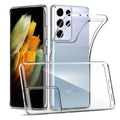 Clear silicone phone case for Samsung Galaxy S21 Ultra by 9eight5, showing a transparent, flexible protective cover with precise cutouts.