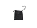 Black drawstring pouch made of lightweight material, perfect for storage and travel.