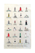 Illustrations of various lighthouses on a white background