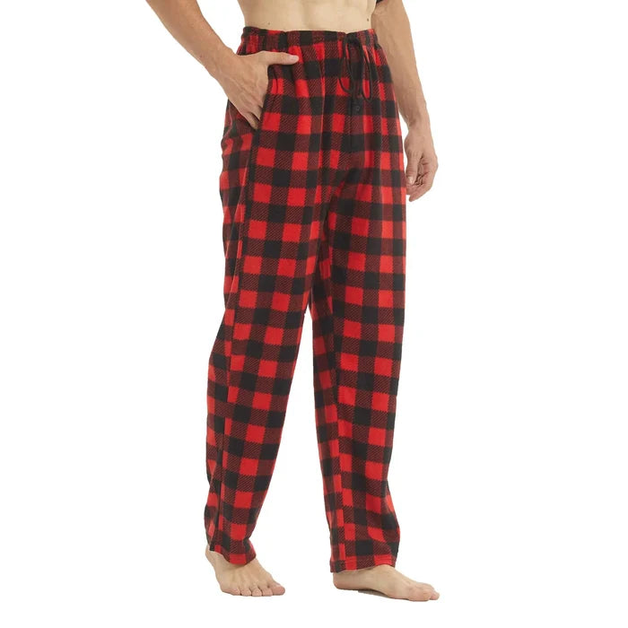 Men's fleece pajama pants by ShopHub NZ, soft and warm lounge wear with a comfortable fit and stylish design.