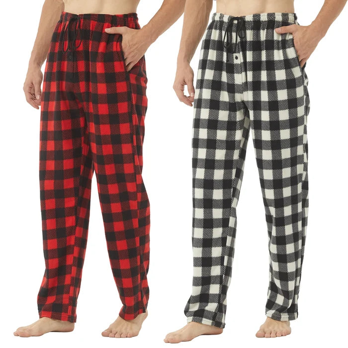 Soft, warm men's fleece pajama pants from ShopHub NZ featuring a comfortable fit and stylish lounge wear for relaxing evenings.