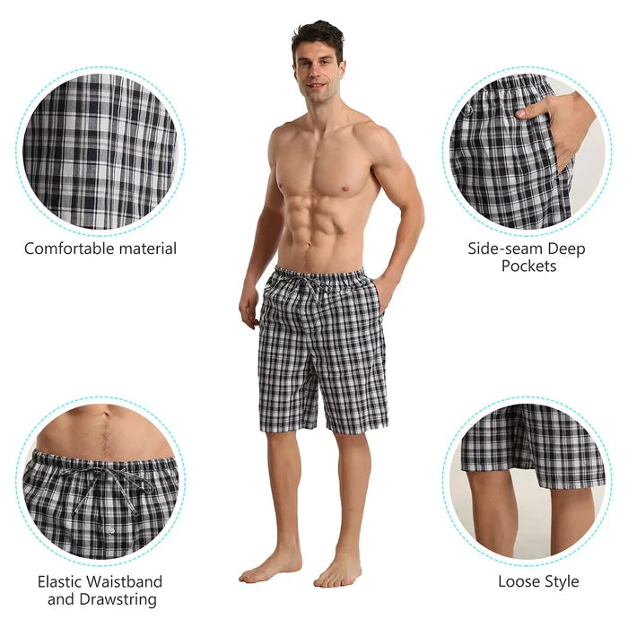 Comfortable men's pajama shorts from ShopHub NZ, soft summer sleepwear set ideal for relaxed, warm nights.