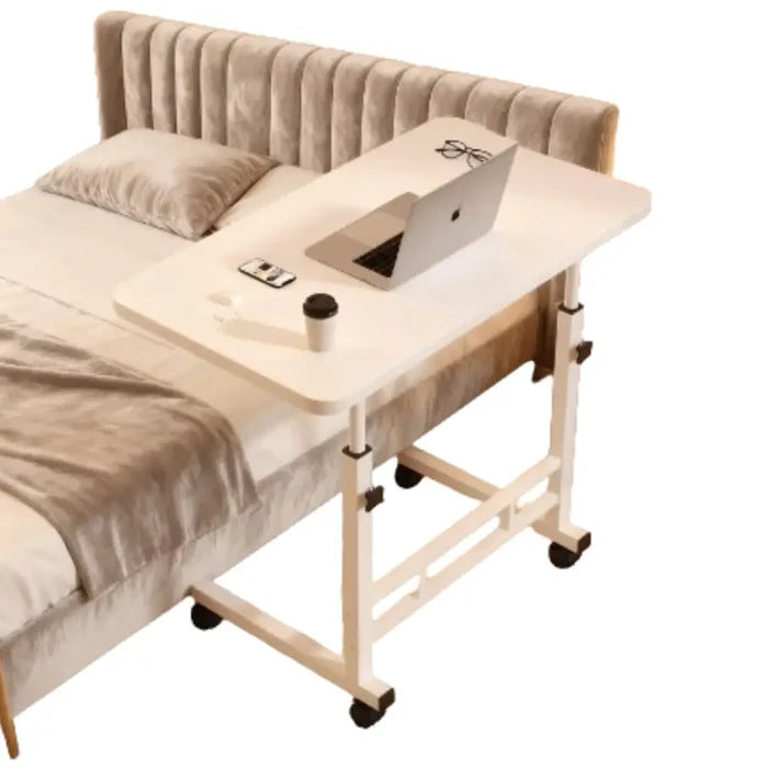 Habicare compact adjustable bedside work desk with four wheels, lightweight and mobile for versatile use at home or office.