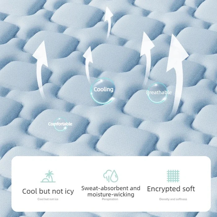 Cooling latex mattress pad by ShopHub NZ, soft and breathable cover on a plush mattress for enhanced sleep comfort.